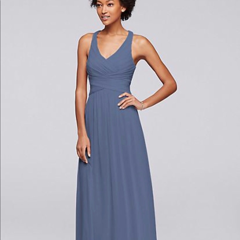 David’s Bridal Steel Blue Bridesmaid dress
